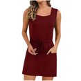 thumbnail image 1 of Birdeem Robes pour Femmes Robe d'Été pour Femmes Confortable Aguichant Mode Couleur Unie à Nouer avec Poche Sans Manches, 1 of 10