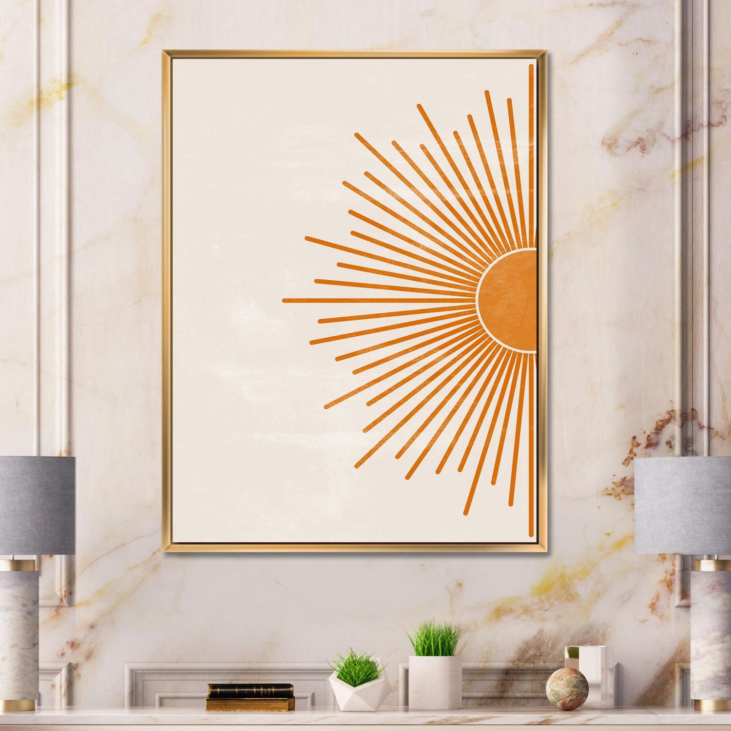 Designart Imprimé soleil orange I ART MURAL À CADRE FLOTTÉ