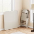 thumbnail image 2 of Bingirl Table Pliante, Table de Cartes Carrée Pliante Portable de 33,6 Pouces avec Coussin Souple en PU, Table en Métal Beige, 2 of 7