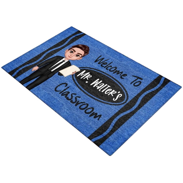 Classroom Door Mat for Teacher Welcome Mat with Crayon Theme - Water-Absorbent Non- Velvet Indoor Rug for Entryways and Hallways