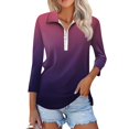 thumbnail image 2 of T-shirts pour Femmes Mode Féminine T-Shirt Imprimé Manches 3/4 Blouse Col Rabattu Décontracté, 2 of 8