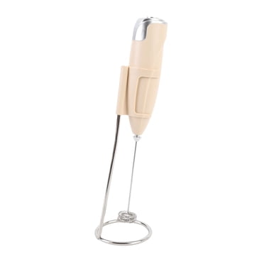 Portable Electric Milk Frother Wand with Sturdy Stand, Handheld Electric Foam Maker Drink Mixer Foamer Whip Eggs for Home and Office Use