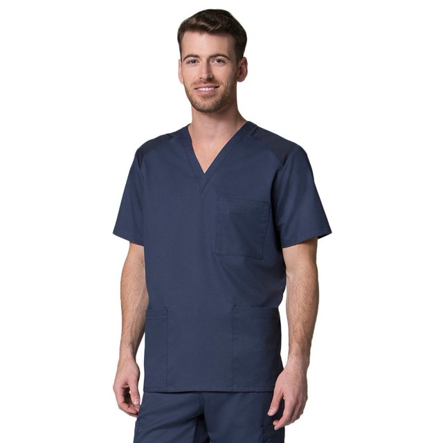 EON Men's COOLMAX® V-Neck Mesh Panel Solid Scrub Top