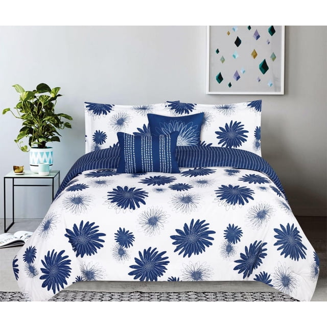Johnson Home 5-Pieces Polyester Printed Comforter Set 90GSM Cover (240GSM FILL)-100% Polyester