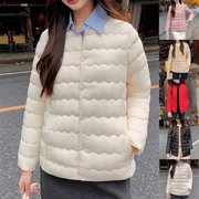 Sentmoon Womens Winter Coats Winter Jackets Friend Gifts for Women Women's Solid Color Outerwear Button Double Pocket Long Sleeve Hoodless Parkas Fall and Winter for Holiday Gifts