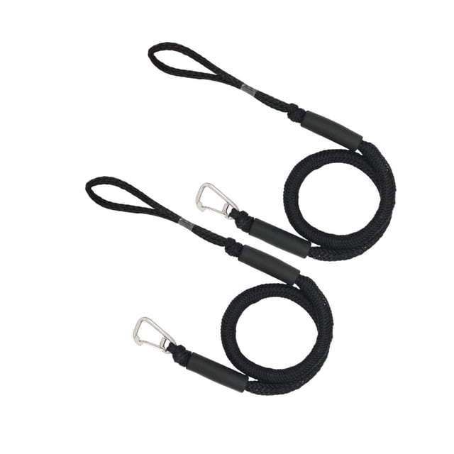 Bungee Dock Line Boat Rope with Clips Docking Ropes Carabiner Boating for PWC for Pontoon Fishing Boat Kayak Canoe Accs Black 2pcs