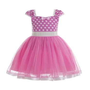 Robe Rose Princesse Minnie Déguisement pour Filles Robe à Pois Tout-Petit