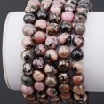 thumbnail image 3 of Natural Healing Power Gemstone Crystal Beads Unisex Adjustable Macrame Bracelets 8mm,Pink Black Rhodonite, 3 of 3