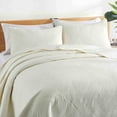 thumbnail image 4 of Peace Nest Premium Damask Pattern Reversible Coverlet Set 100% Soft Microfiber Fabric, Ivory, Full/Queen Size, 4 of 5