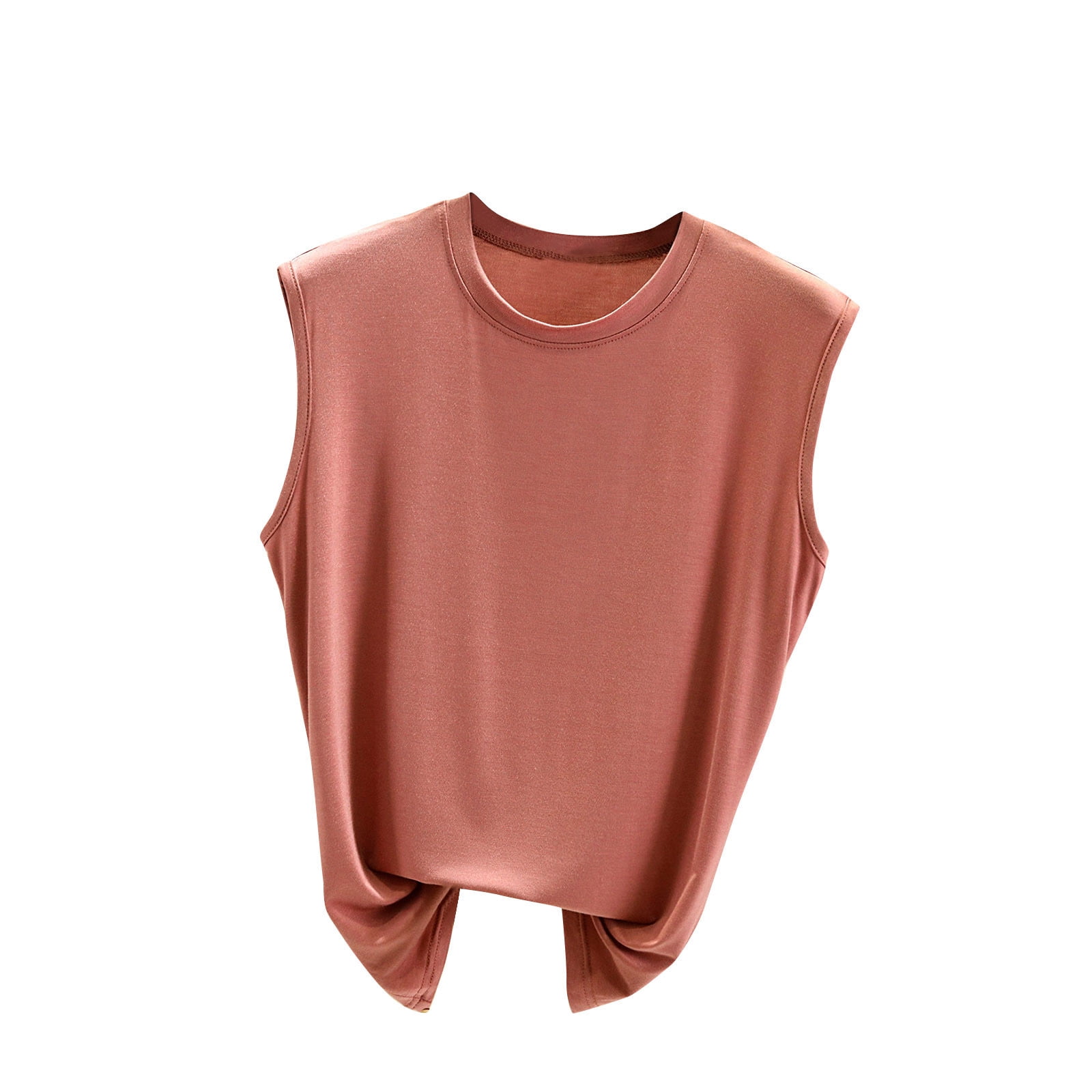 Débardeur pour Femmes Femmes Couleur Unie Col Rond Sans Manches Mince Ample Chandail de Base Décontracté Polyvalent Couleur Unie Haut pour Femmes Col Rond