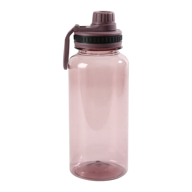 Mainstays 34 oz Plum Plastic Wide Mouth Sports Water Bottle with Twist Top Lid