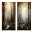 thumbnail image 2 of Designart "Forest Tree Monochrome Moonlit Forms II" Tree Monochrome Framed Wall Art Set Of 2 - Gold Floral Framed Canvas Set For Living Room Decor, 2 of 6