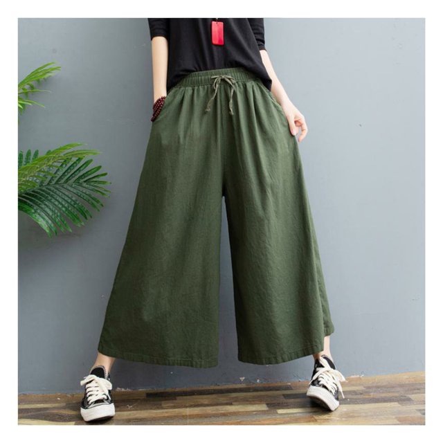 Women's Ramie Trousers Loose Comfortable Lightweight Pant for Summer Spring