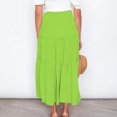 thumbnail image 3 of Fashion Women Solid Casual Ruched Ruffles Elastic Waist Skirt, Beach Style Solid Color Drawstring Waist Half Skirt, Comfortable and Stylish Ruffled Design, Lightweight Summer Wear, 3 of 6