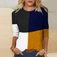 thumbnail image 2 of IROINID Rabais T-Shirts pour Femmes à Manches 3/4 Imprimés T-shirt Ample Blouse Mi-Longue Col Rond Hauts de Détente, Orange, 2 of 4