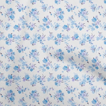 oneOone Tissu en Velours Bleu Tissu Floral pour Couture Tissu d'Artisanat Imprimé au Mètre 58 Pouces de Large