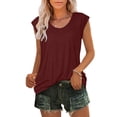thumbnail image 2 of Timegard Débardeurs pour Femmes Col Rond Manches Courtes Confortables Été Décontracté Amples Chemises Hauts Blouse T-Shirt Basique, 2 of 6