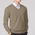 thumbnail image 2 of Xcmzpl Chandail-Robe à Col en V pour Hommes, Tricot, Manches Longues, Coupe Ajustée, Chandails Mode, Chandail à Enfiler, Chandail de Base Uni, Hauts de Chandail d'Automne, 2 of 5