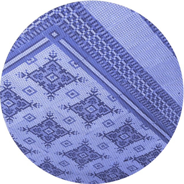 Ahgly Company Tapis Rond Lavable en Machine Intérieur Transitionnel Bleu Denim, 8 Pieds Rond