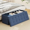 thumbnail image 4 of Costway Fabric Folding Storage Ottoman Storage Chest W/Divider Bed End Bench Navy, 4 of 10
