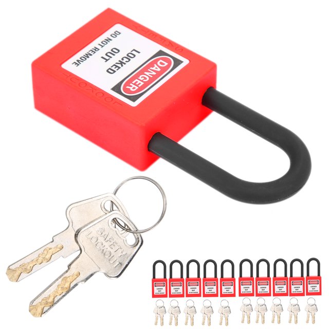 Lockout , Convenient Lockout Lock Impact Resistance Sturdy With 10pcs For Factories Construction Sites, Hospitals Red