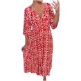thumbnail image 1 of JIRNDf Robes Maxi d'Été pour Femmes Tendance à Imprimé Floral, par-Dessus, Col en V, Sans Manches, Robes d'Été pour Femmes, Robe Bohème Rouge G, 1 of 8