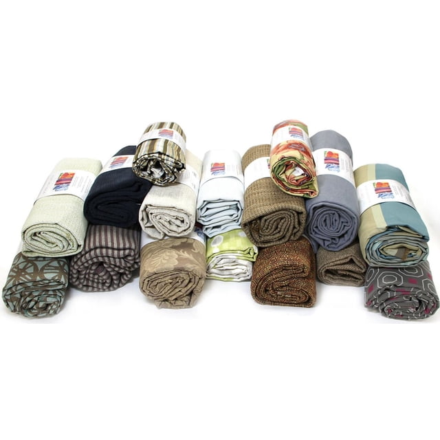 Fabric Creations Home Decor Premium Fabric showing 16 assorted rolled pieces of 54-inch width and varied lengths, including velvets, canvas, and duck fabrics in multiple colours and patterns such as stripes, florals, and solids, arranged in two rows on a white background, suitable for crafting handbags, pillows, tote bags, and chair covers.