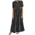 thumbnail image 2 of TIMIFIS Denim Robe-Chemise en pour Femmes à Manches Courtes, Robe en Jean Usée, Robe Maxi Décontractée pour Femmes, 2 of 6