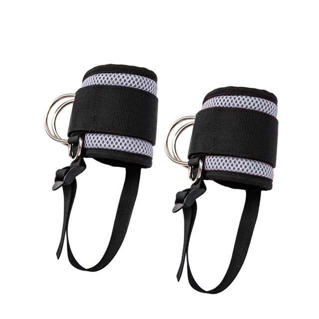 Lipstore 2 Pieces Ankle Straps for Cable Machine Ankle Cuff Lower Body Exercises Kickback Grey