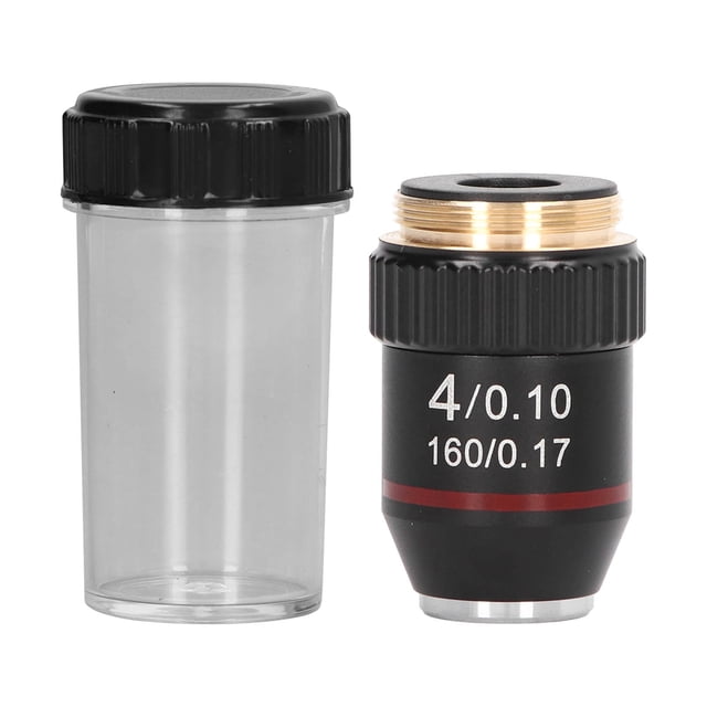 4X Objectif de Microscope Achromatique avec Fil RMS - Lentille Revêtement Haute Clarté, Construction en Cuivre Durable pour Usage Professionnel