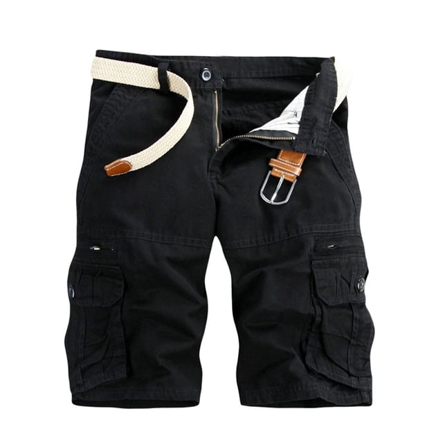 DPTALR Men's Casual Pure Color Outdoors Pocket Beach Work Trouser Cargo Shorts Pant