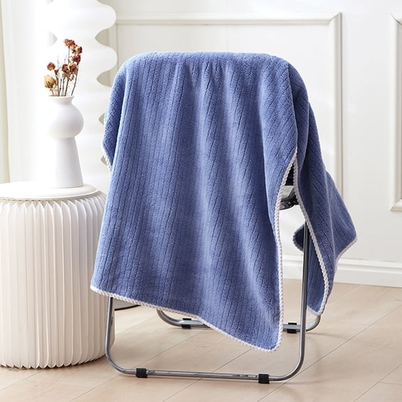 Suncoda Bath Towels, 1Pc Velvet Bath Towel Towel for Adult Daily Use At Home Absorbent Dry Hair Towel That Does Not Hair Beach Towel Strip Patterned Bath Towel, Towels for Bathroom