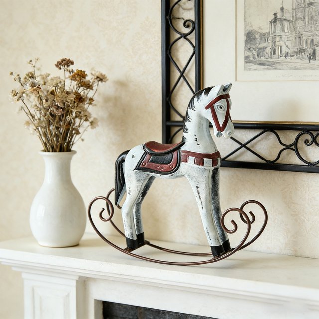 EGNMCR Home Decor, Room Decor, Wall Decor Nordical Nostalgic Style Horse Rocking Horse Table Decorations Home Decoration Pines Horse Rocking Horse Crafts wooden horse