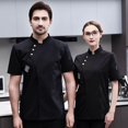 thumbnail image 4 of Chef Jacket Short Sleeve Cooking Clothes Simple Hotel Pub Waiter Workwear Chef Coat for Restaurant Black XXL, 4 of 9