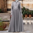 thumbnail image 1 of LOVZFMLL Robe Mode Femme Musulmane Robe Islamique en Dentelle à Coutures à Manches Longues Robe Maxi Gris TG, 1 of 6