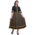 thumbnail image 1 of Bimba Robe Anarkali Longue Ligne A Ikat à Losanges Noirs pour Femmes Kurtis Indiens Classiques Imprimés Tunique-Moyen, 1 of 5