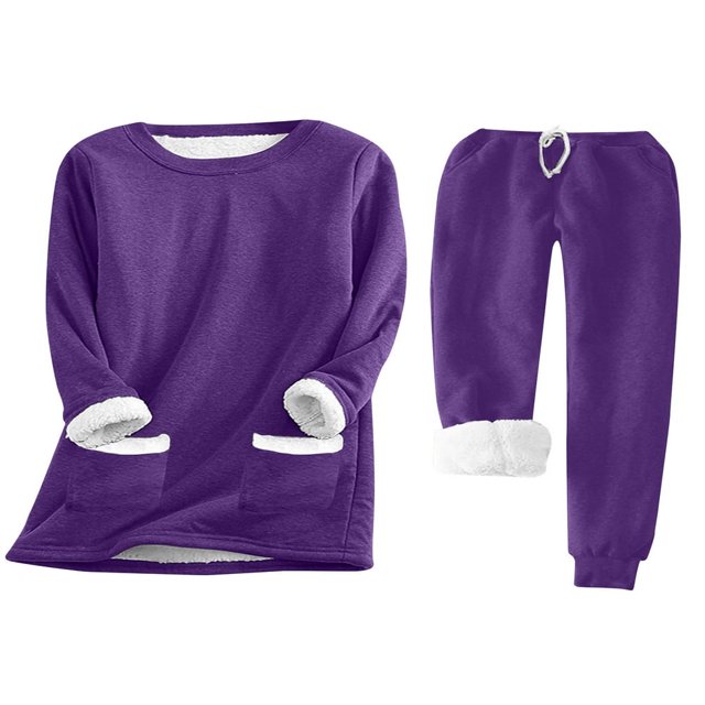 Ladies‘ Cozy Tracksuit Set with Fleece Lined Sweatshirt and Stretchy Sweatpants
