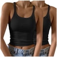 thumbnail image 1 of Timegard Camisoles 2 Pcs pour Femmes Col Rond Côtelé Sans Manches Ajusté Court Haut Décontracté Sortie Camis, 1 of 6
