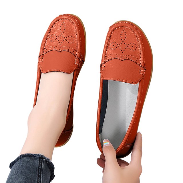 LSLJS Chaussures Décontractées Confortables Ajourées pour Femmes en Cuir avec Semelles Souples Talons Inclinés, Chaussures Compensées pour Femmes