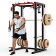 thumbnail image 1 of Memoryfield Power Cage with Cable Crossover System, 2000 lbs Capacity Power Rack with LAT Pulldown, Multi-Function Workout Cage with Pulley System for Strength Training, Red, 1 of 6