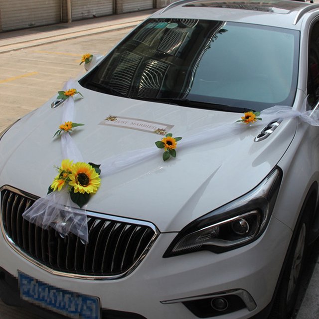 Ruiboury Effective Decorations For Elegant And Stylish Wedding Car Simulation Decoration yellow 1Set