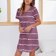 thumbnail image 4 of Ketyyh-chn99 Chemise de Nuit Boutonnée pour Femmes, Manches Courtes, à Rayures Imprimées, Col Rond, Mignonne, Robe de Nuit Confortable, Rose Vif, 2TG, 4 of 4
