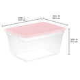 thumbnail image 2 of Sterilite 55 Liter Storage Box, Clear Plastic Storage Bin with Snap-on Lid, Pink, 2 of 5