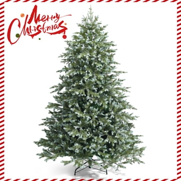 Patiojoy Arbre de Noël Artificiel à Feuillage Persistant de 8 Pi, Arbre Mixte en PE et PVC avec Support en Métal Inclus, Arbre de Noël Non Éclairé pour Fête des Fêtes