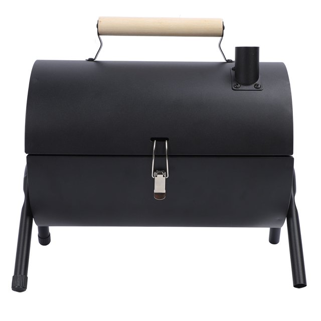Gril au Charbon de Table, Gril BBQ Conception de Four Cheminée Portable Poignée de Transport en Bois Composite Corps en SUS Gril Double Face pour Parc Urbain