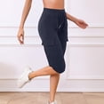 thumbnail image 4 of Timegard Cargo Shorts for Women Elastic High Waisted Drawstring Sweatshorts Outdoor Half Pants with Pockets, 4 of 7