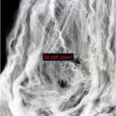 Birdeem Décorations d'Halloween 30 Pi2 Toile Extensible avec Fausse Toile en Plastique pour Extérieur