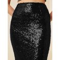 thumbnail image 4 of Jupe Midi à Paillettes Noires Scintillantes Taille Haute pour Femme Jupe Crayon de Cocktail, 4 of 5