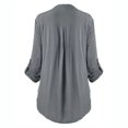 thumbnail image 3 of Leutsin Women Ladies Large Size Button Solid Lace V-Neck Long Sleeve Shirt Blouse, 3 of 3