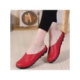 thumbnail image 4 of Woobling Womens Mules Slip On Flats Comfort Clogs Lightweight Slides Walking Leather Mule Red US 4, 4 of 5